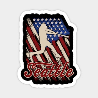 Patriotic USA Flag Seattle Baseball Fan Magnet