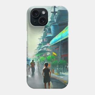 A Painting of a Street in Bangkok, Thailand Phone Case