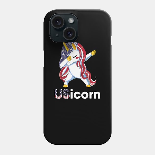 USA Flag Dabbing Unicorn Dress Stuff 4th of July G Phone Case by Xizin Gao