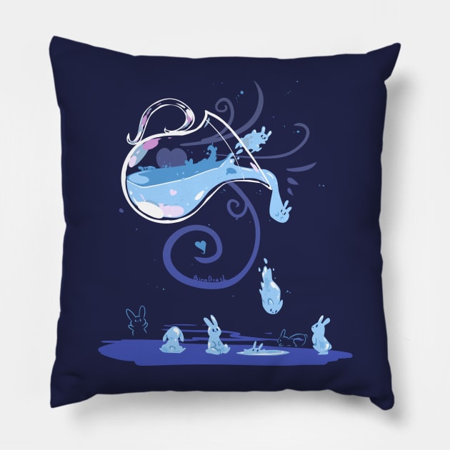 Water Bunnies Pillow by Binoftrash