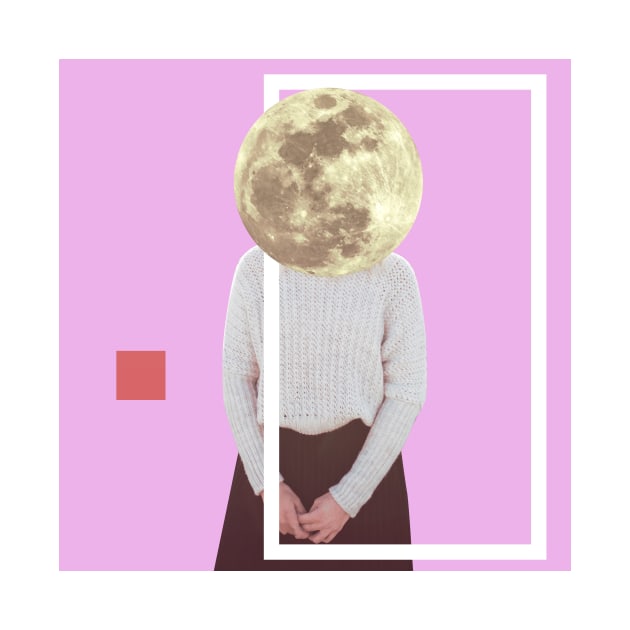 Woman moon, modern art, vintage woman by vocej