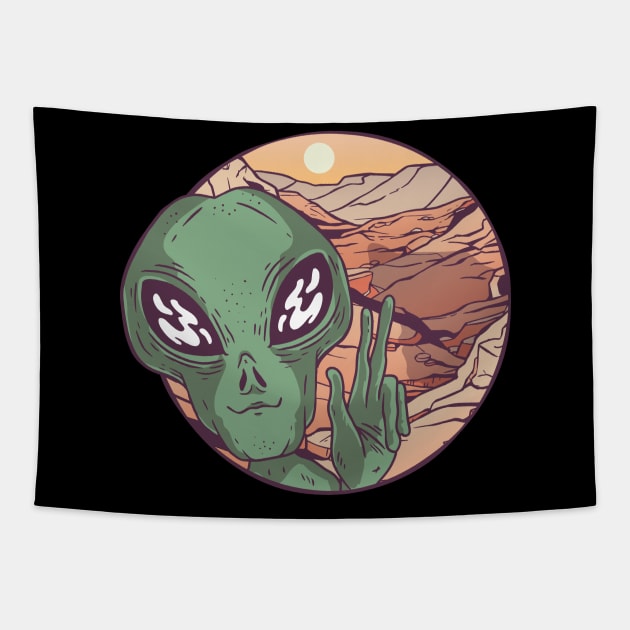 Mars ET Alien Extraterrestrial Tapestry by UNDERGROUNDROOTS