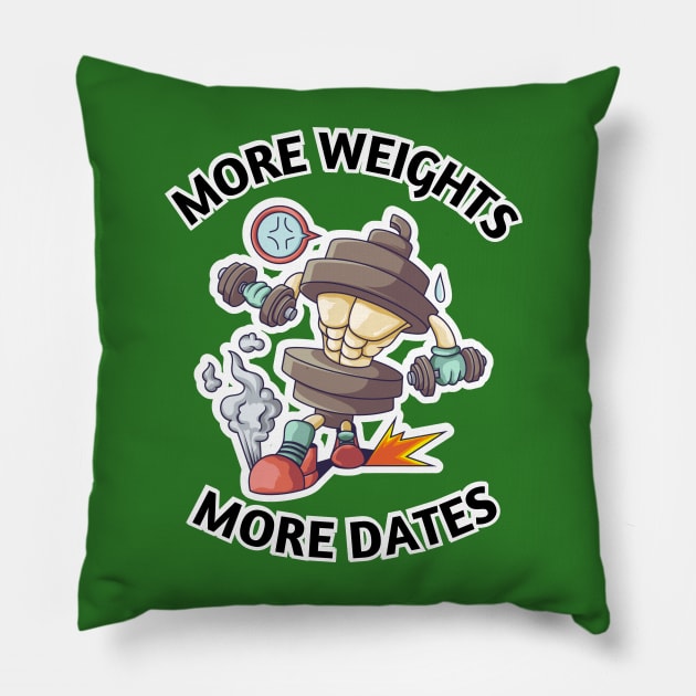 More Weights More Dates, Gym Motivation, fitness Pillow by twitaadesign