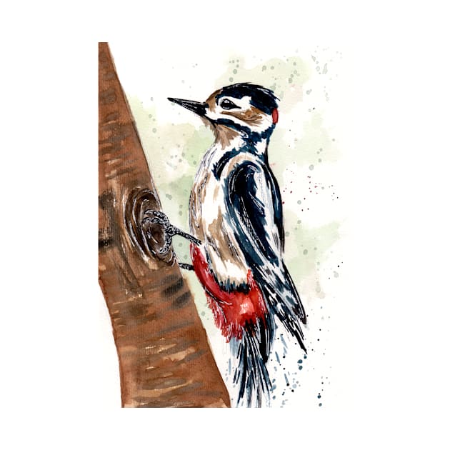 Woodpecker on Tree by ZeichenbloQ