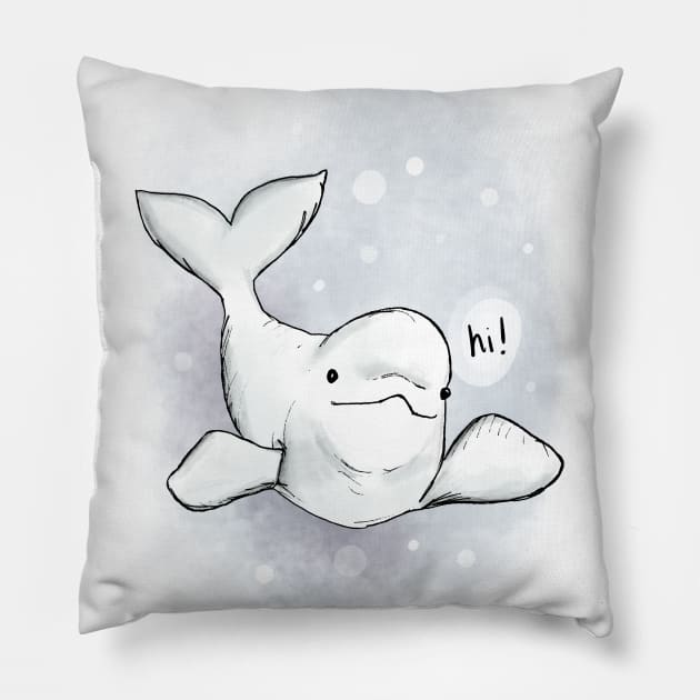 Beluga Greeting Pillow by LauraKatMax