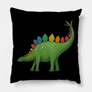 Rainbow Stegosaurus – Cute Dino with Pride Colors Pillow