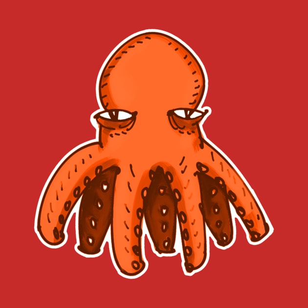 orange octopus cartoon style illustration by anticute