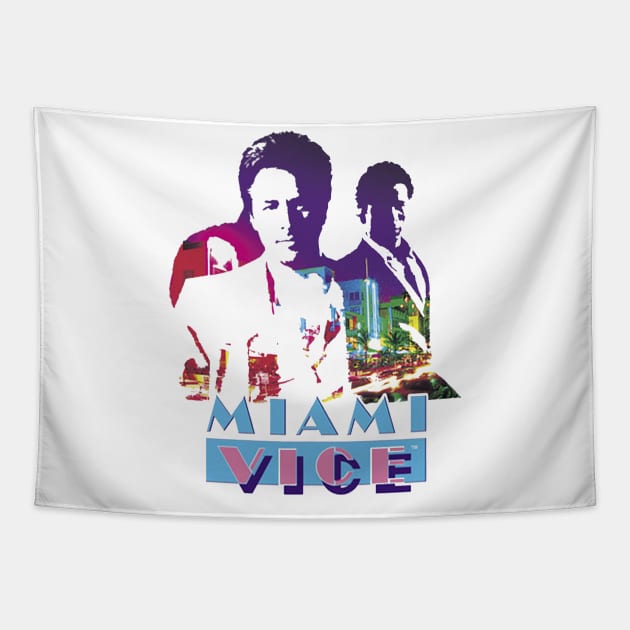 Miami Vice Crockett And Tubbs Tapestry by fauzifilaone