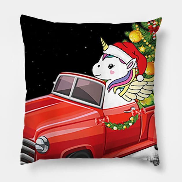 Unicorn Christmas Unicorn Christmas Tree Cute Gift Pillow by Barnard