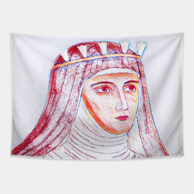 Hildegard of Bingen Portrait | Hildegard of Bingen Artwork | Line Art Tapestry by JustLit