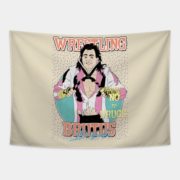 Artwork Brutus Beefcake Wrestling Aesthetic  // Just Say No To Drugs Tapestry by Pinjem Seratus