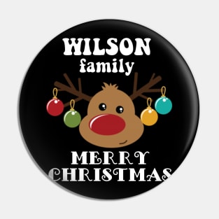 Family Christmas - Merry Christmas WILSON family, Family Christmas Reindeer T-shirt, Pjama T-shirt Pin