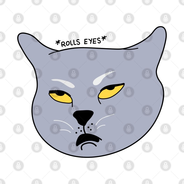 Tired rolling eyes cat meme illustration. by Sourdigitals