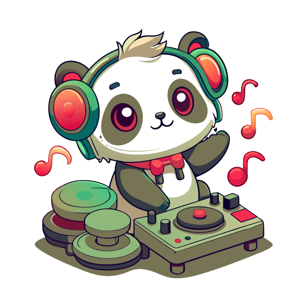 cute panda playing dj music by Shapwac12