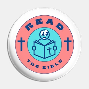 Read the Bible cartoon character Pin