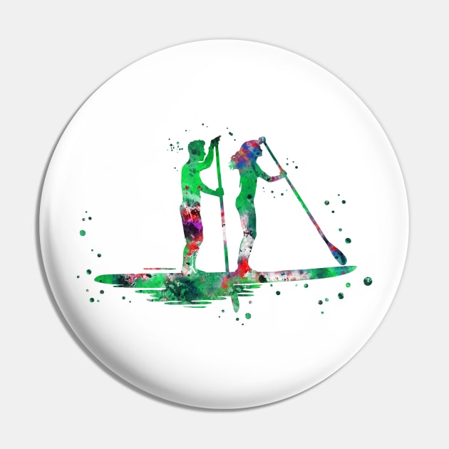 Paddle boarder couple Pin by RosaliArt