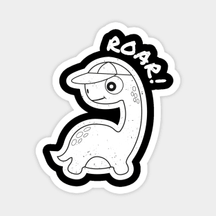 Roar! Black and White Cute Dinosaur Magnet