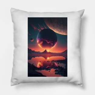 Sunset on mars colony Pillow