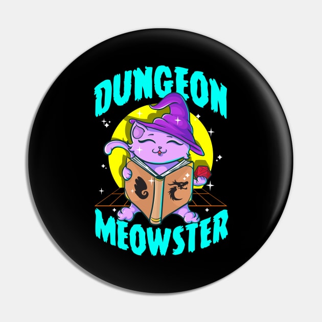 Cute & Funny Dungeon Meowster Gamer Cat Pun Pin by theperfectpresents