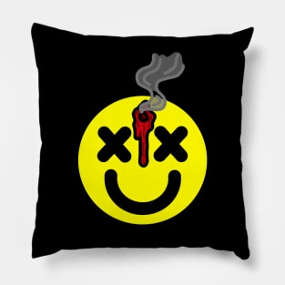 Bullet Wound Smiley Pillow