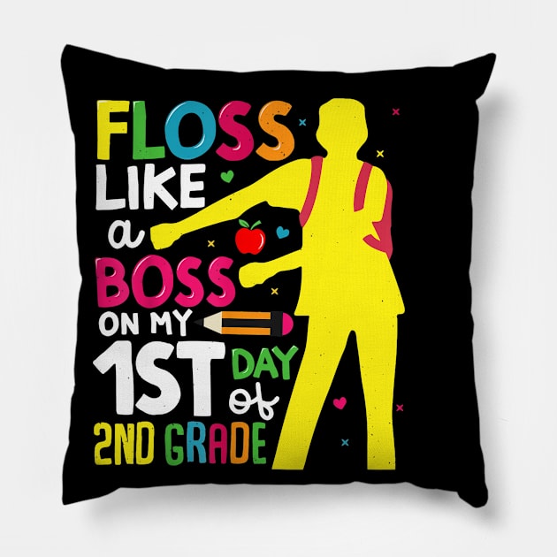 2nd Grade Floss Like a Boss Back to School Shirt First Day Pillow by FONSbually