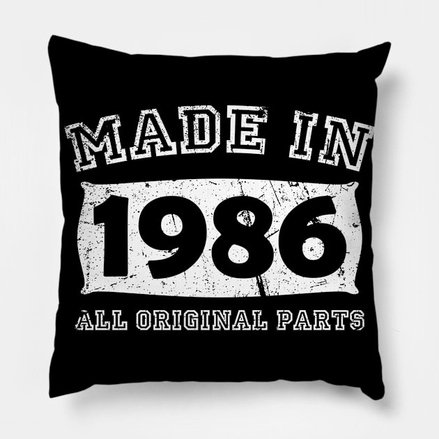 Made 1986 Original Parts Birthday Gifts distressed Pillow by star trek fanart and more