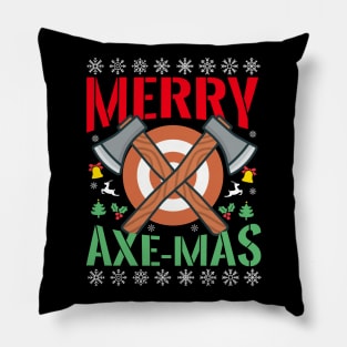 Merry Axemas Christmas Axe Throwing Pillow