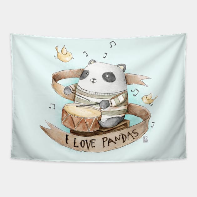 I love Pandas Tapestry by mikekoubou