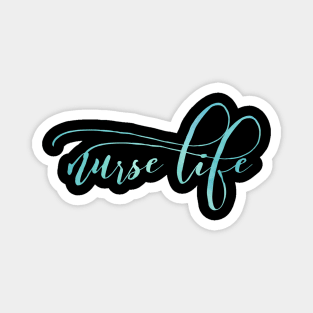 Nurse life blue script text design Magnet