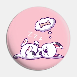 Cute Dalmatian Dog Sleeping And Dream Bone Cartoon Pin