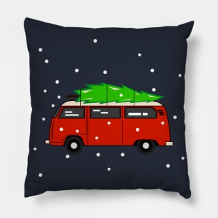 Car and Christmas tree Pillow