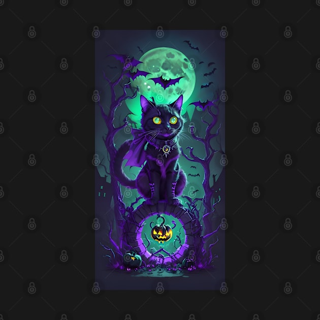 Halloween spooky Cat by Buff Geeks Art