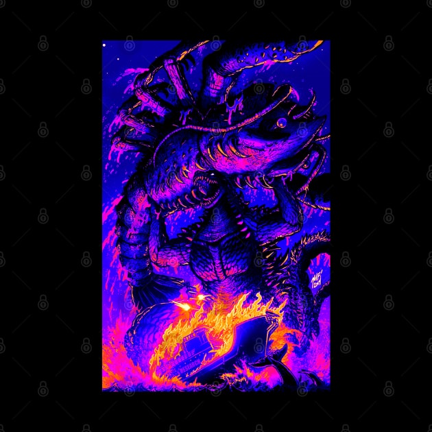 Retro Godzilla Vs Lobster by Bentonhio