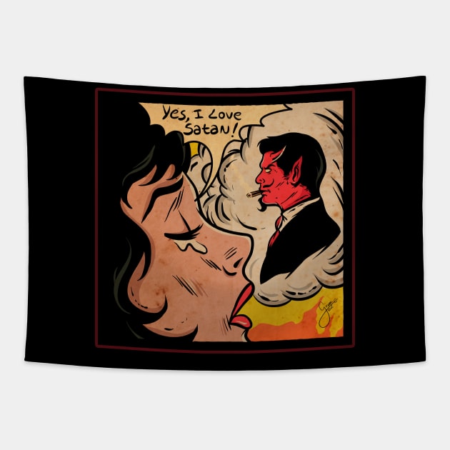 I Love Satan Tapestry by Greendevil