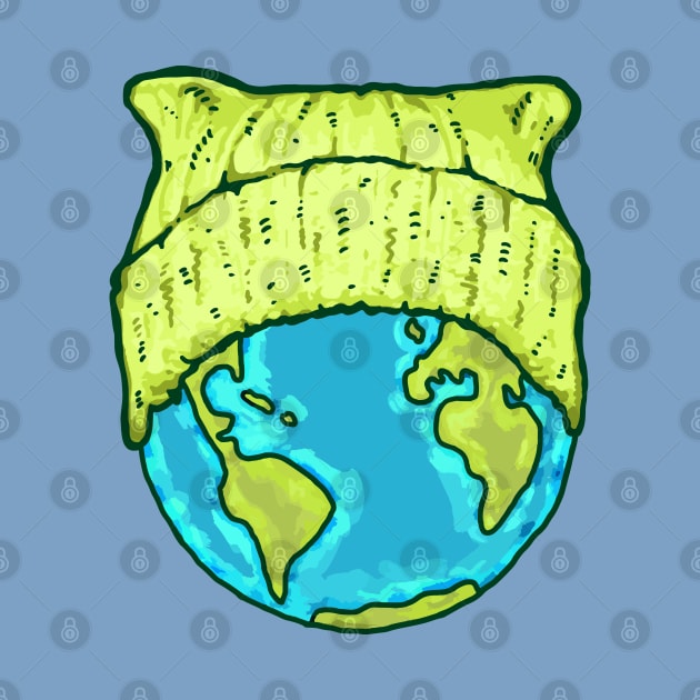 Green Cat Hat Earth by Jitterfly