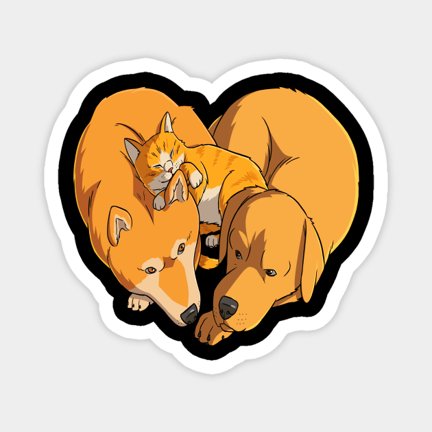 I Love Dogs and Cats Heart Magnet by Noseking