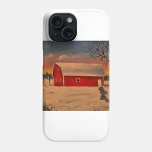 Red Barn winter snow Phone Case