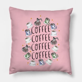 COFFEE COFFEE COFFEE - coffee cups, carafes, and sparkles Pillow