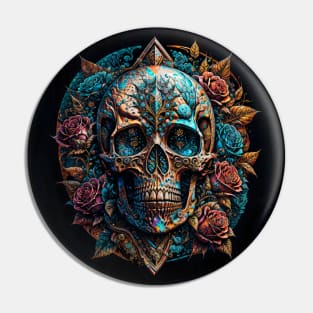 Skull & Roses (1) - Trippy Psychedelic Skulls Pin