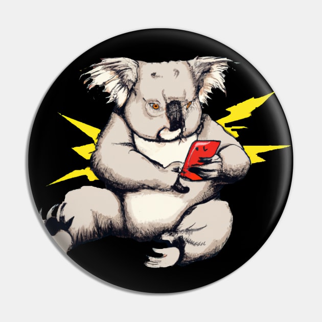 Smombie Coala, Bored Coala With Mobile Phone Pin by maxdax