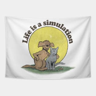 Life Is A Simulation / Faded-Style Nihilist Design Tapestry