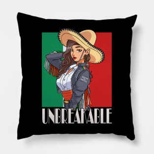 Mexican Girl Pride Mariachi Sombrero Unbreakable Pillow