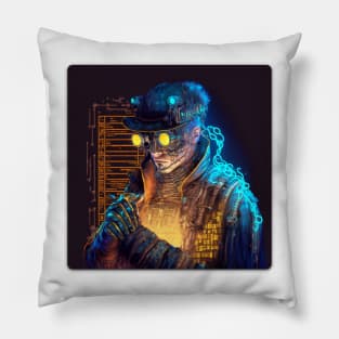 Steampunk Coder - V2 - A fusion of old and new technology Pillow