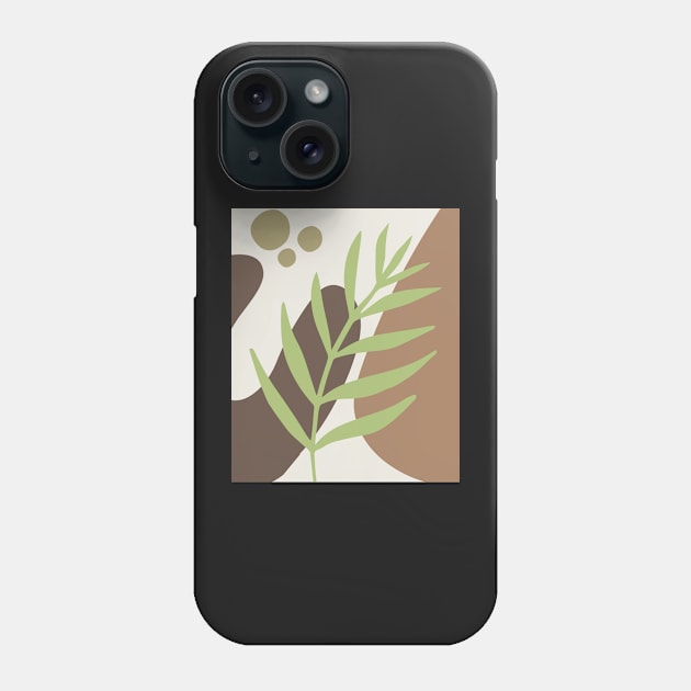 Minimal Modern  Abstract Shapes Abstract Green Leaf Warm Tones  Pattern Phone Case by zedonee