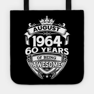 August 1964 60 Years Of Being Awesome 60th Birthday Tote