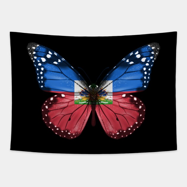 Haitian Flag  Butterfly - Gift for Haitian From Haiti Tapestry by Country Flags