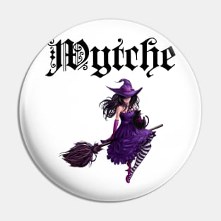 Wytche - with a Pretty Witch Flying on a Broom Pin