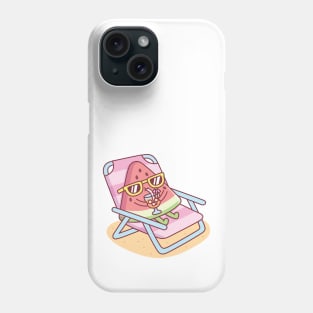 Cute Watermelon With Sunglasses Chilling On Beach Chair Phone Case