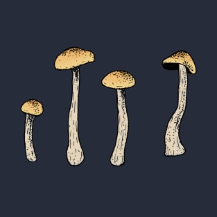 Simple Mushroom Sketch Pen And Ink Artwork Minimal Psychedelic Nature T-Shirt