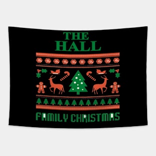 Family Christmas - Groovy Christmas HALL family, Family Christmas T-shirt, Pjama T-shirt Tapestry